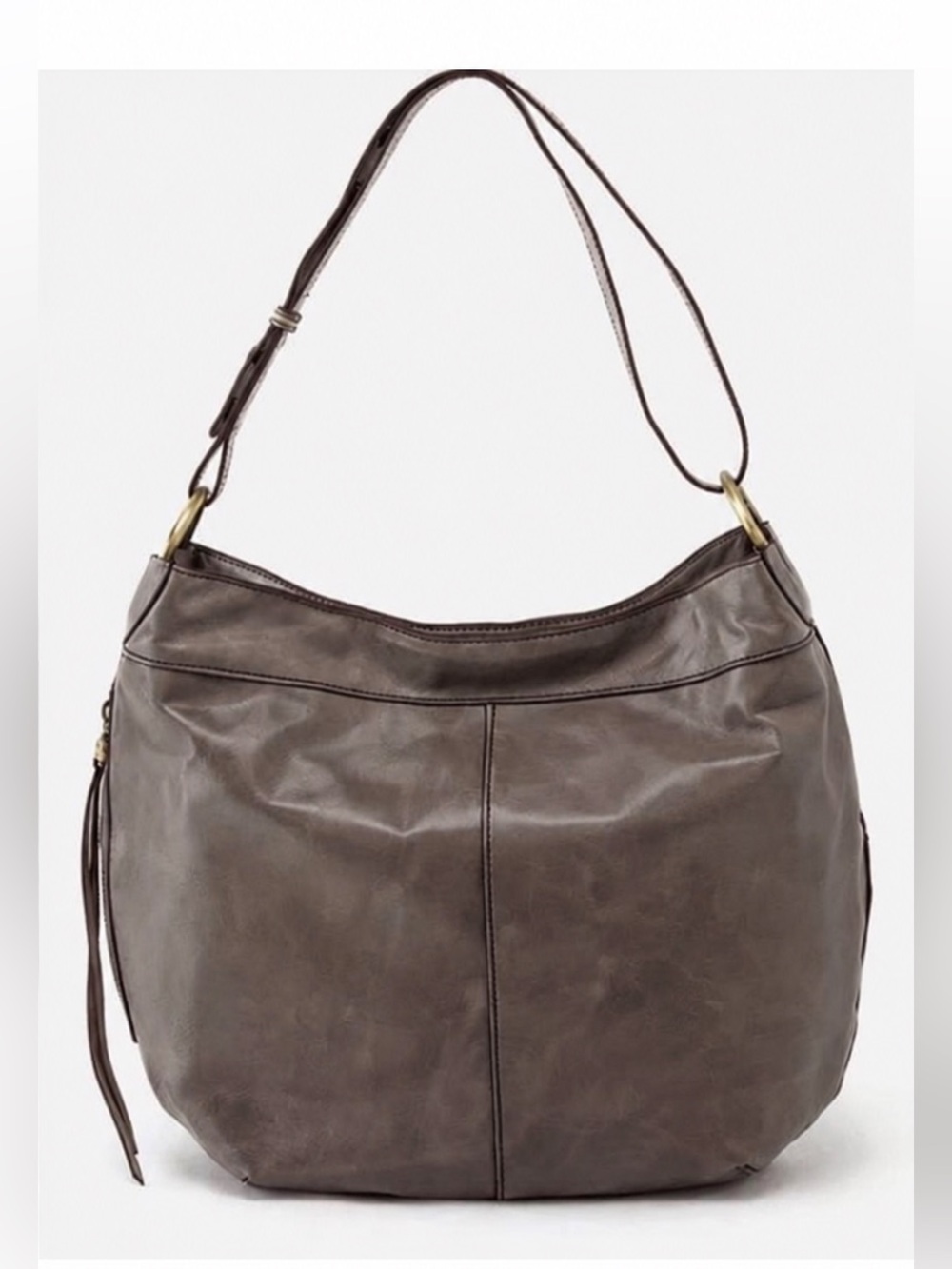 HOBO Port Taupe Gray Genuine Leather Shoulder Bag Crossbody Bag Hobo Bag